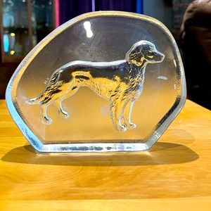 Vintage Goebel Crystal cut glass Irish Setter dog vintage paperweight
